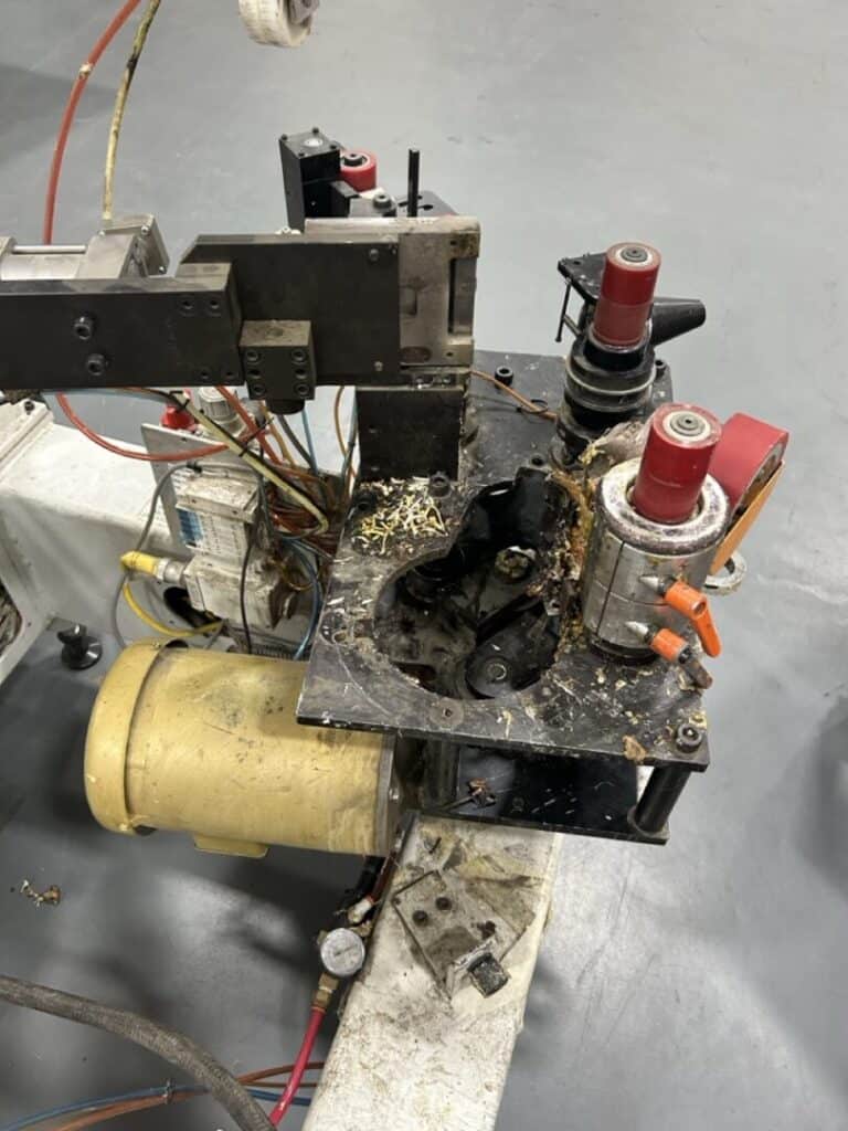 High-tech industrial machinery with hydraulic components and wiring for automation.